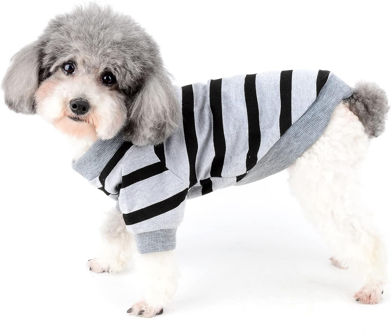 Zunea Dog Shirts for Small Dogs Summer Basic T-Shirt Striped Puppy Clothes Sequins Love Heart Sweatshirt Soft Cotton Short Sleeve Tee Shirt Pet Girl Boy Clothing Pullover Chihuahua Apparel Gray S