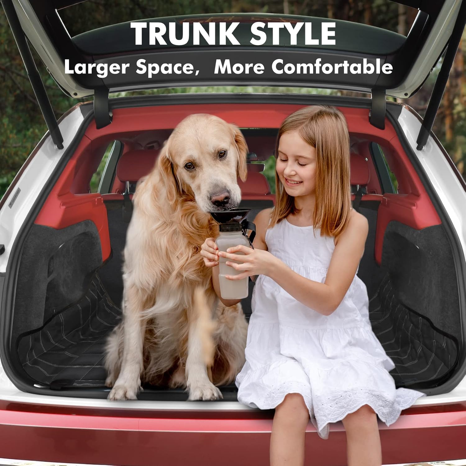 Hopidogie Dog Car Seat Cover 4-in-1, 100% Waterproof Dog Hammock for Car Back Seat, Scratchproof Nonslip Back Bench Cover for Pets Machine Washable Durable Universal fits Trucks SUV