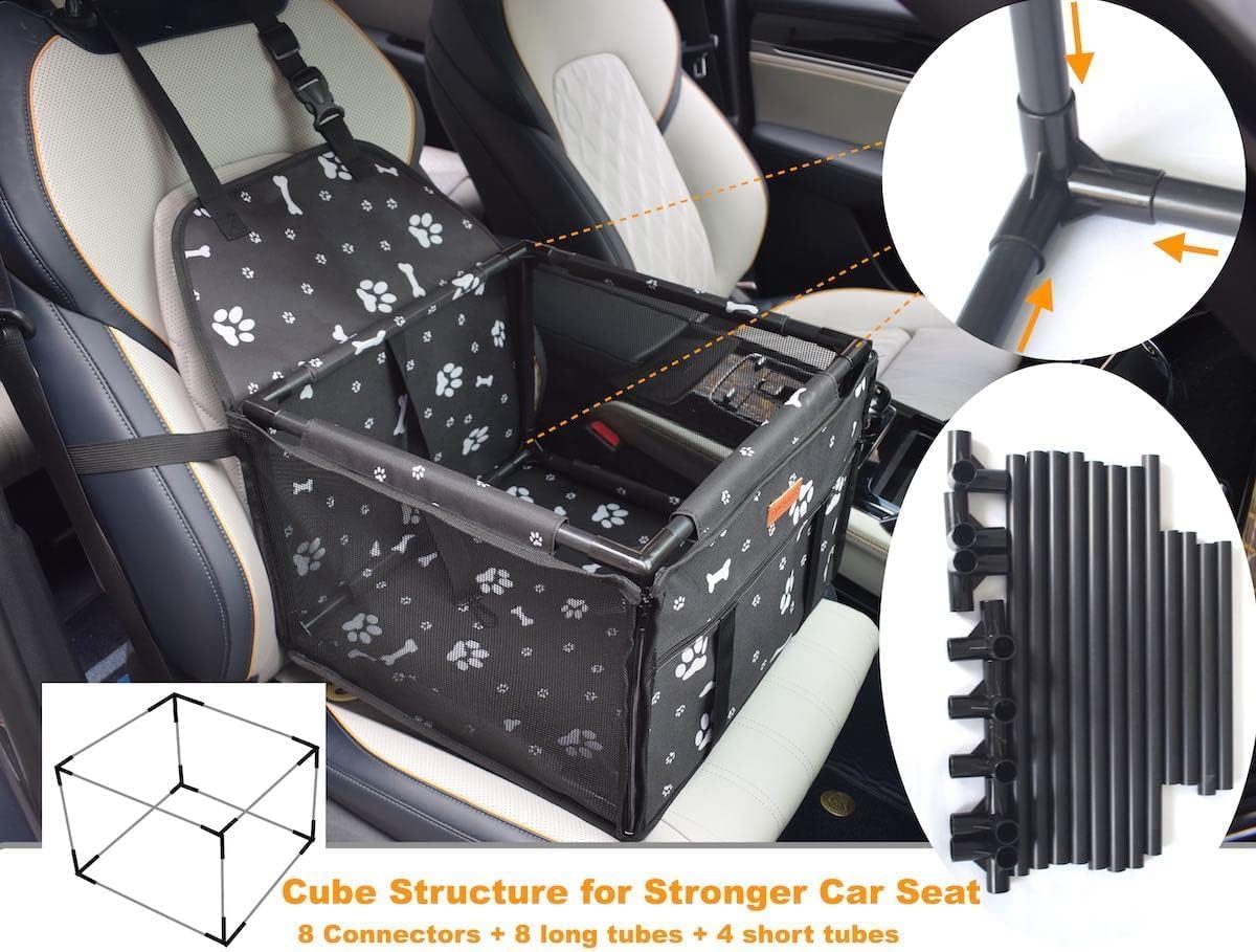 GoBuyer Waterproof Pet Dog Car Seat Booster Carrier with Seat Belt Harness Restraint for Puppy Cat Travel (Paw)