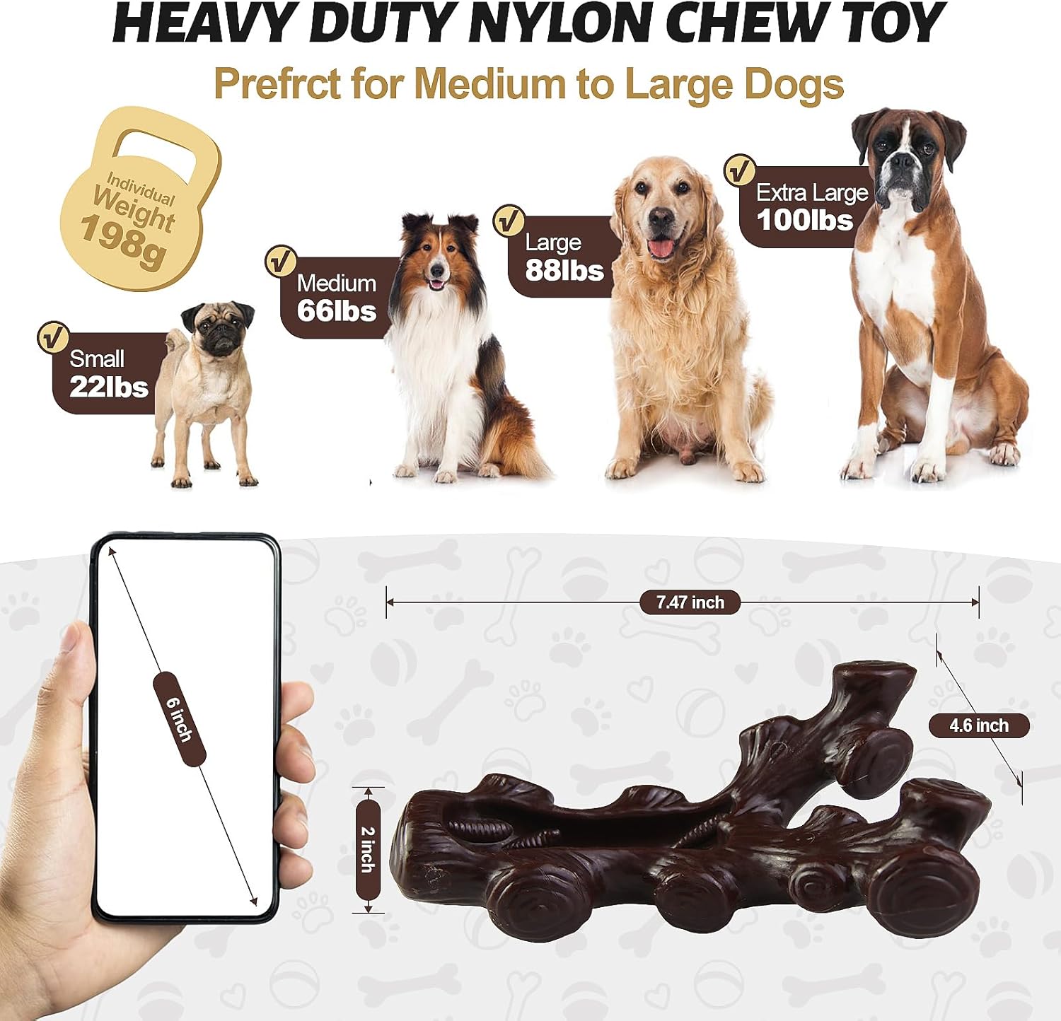 GASAPET Dog Chew Toys for Aggressive Chewers,2 Indestructible Dog Toys for Medium and Large Breed,Real Bacon Flavored Best Dog Toys to Keep Them Busy, Dog Bones for Teeth Cleaning and Training