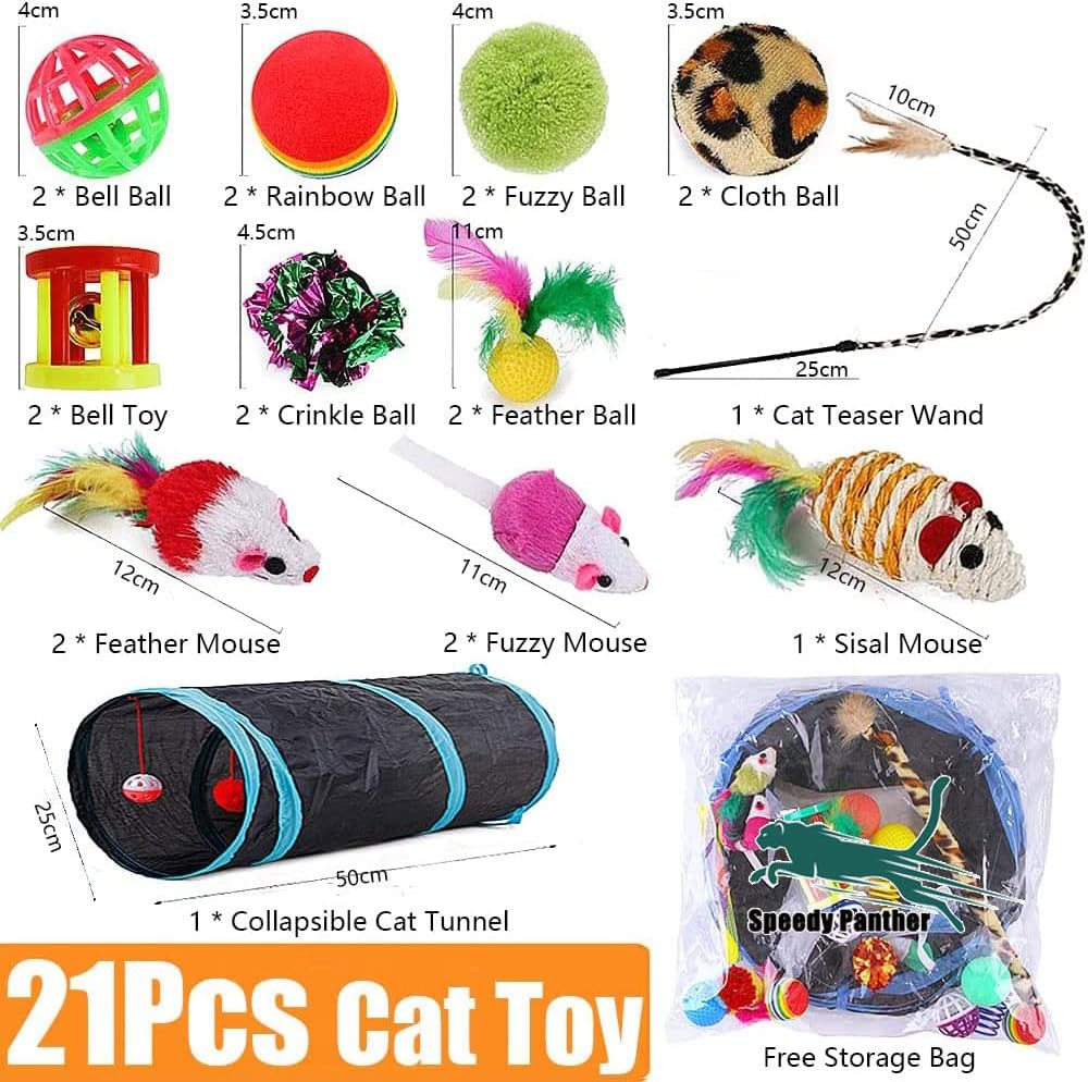 21 Pcs Cat Toys for Indoor Cats Collapsible Cat | ObaPet
