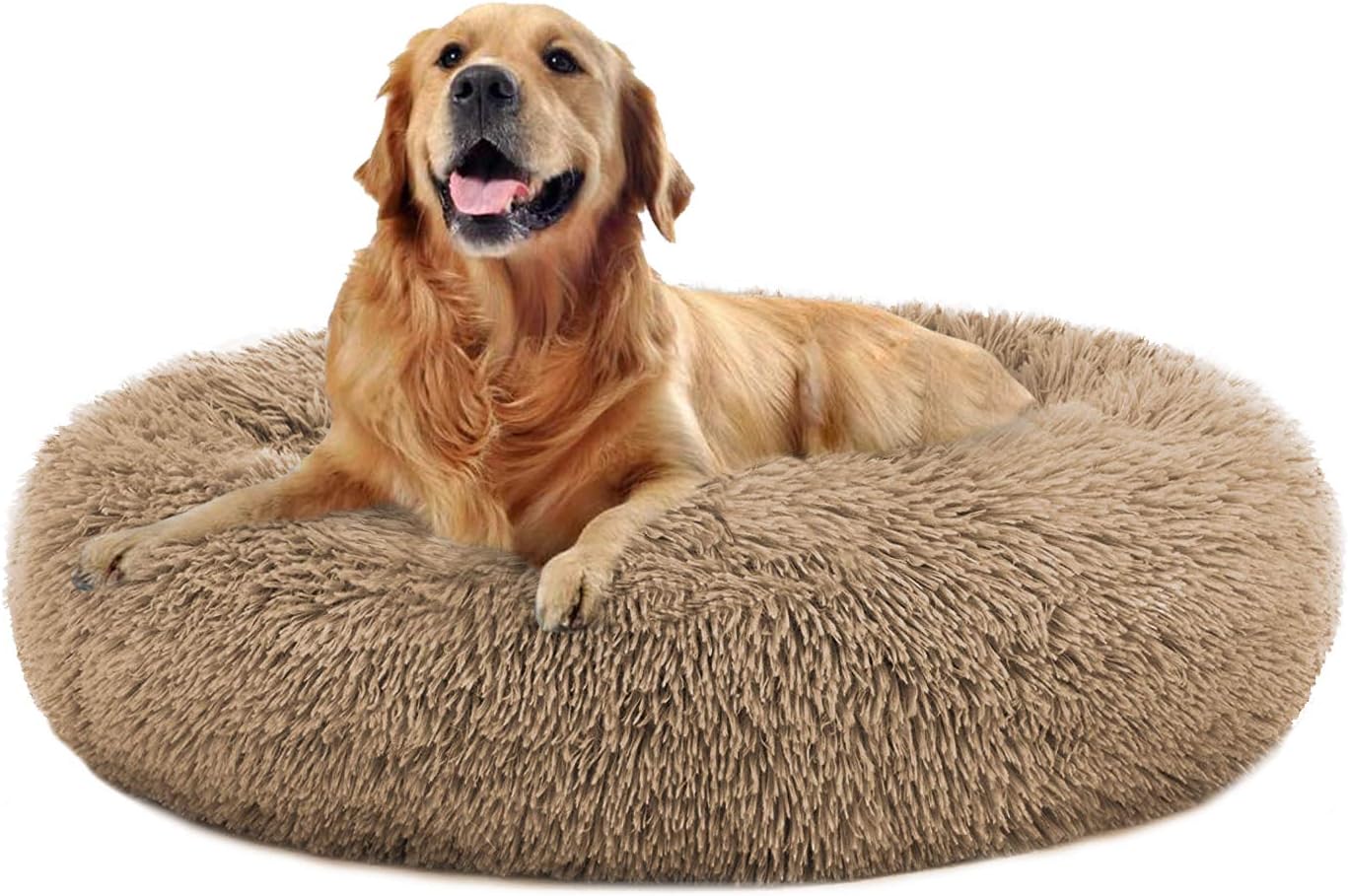 MFOX Calming Dog Bed Cat Bed Donut, Faux Fur | ObaPet
