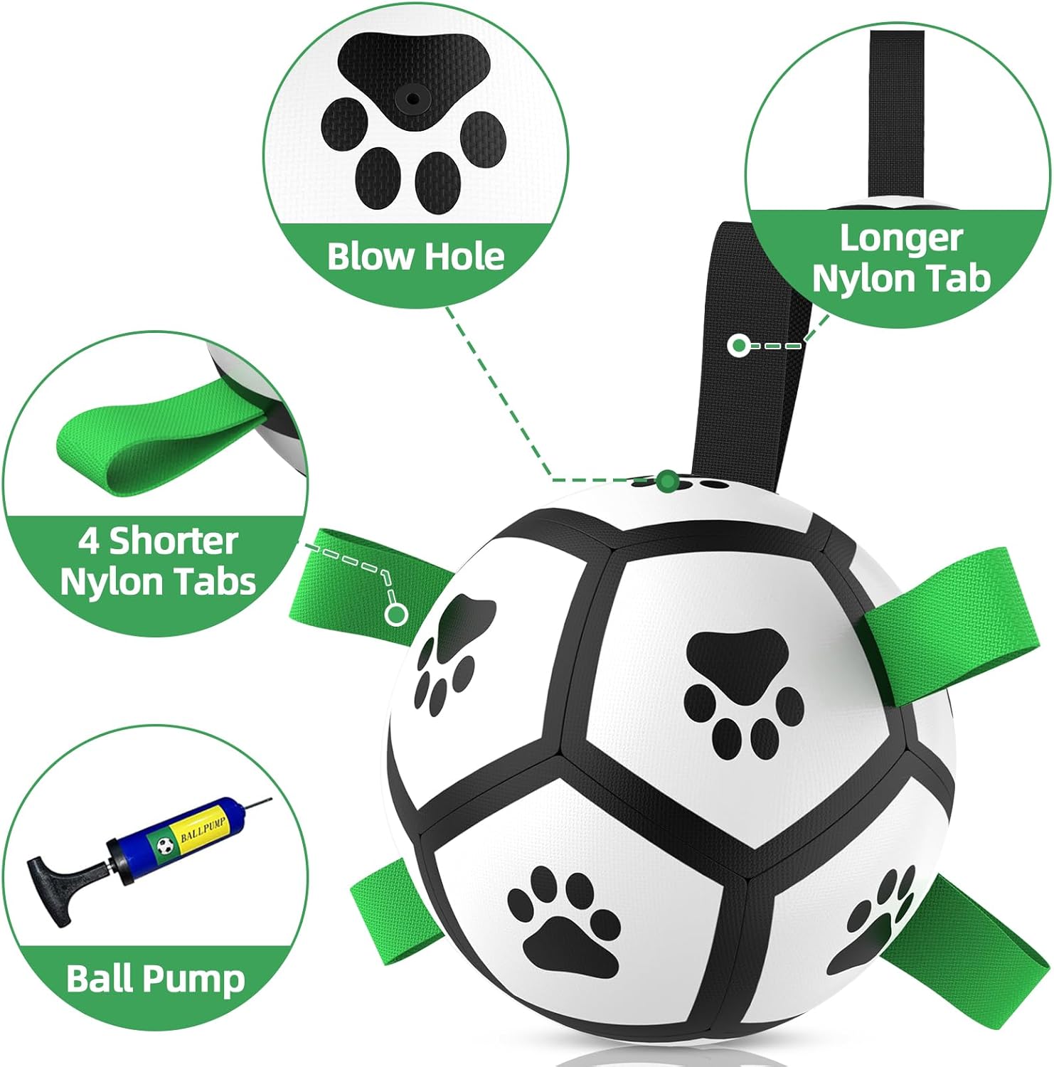 HETOO Interactive Dog Football Toys with Grab Tabs, Durable Dog Water Balls for Small Medium Breed, Indoor & Outdoor