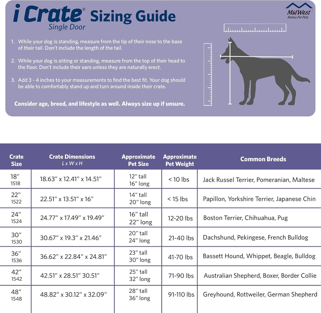 MidWest Homes Pets Newly Enhanced Door iCrate Long Dog Crate, Includes Leak-Proof Pan, Floor Protecting Feet, Divider Panel & New Patented Features