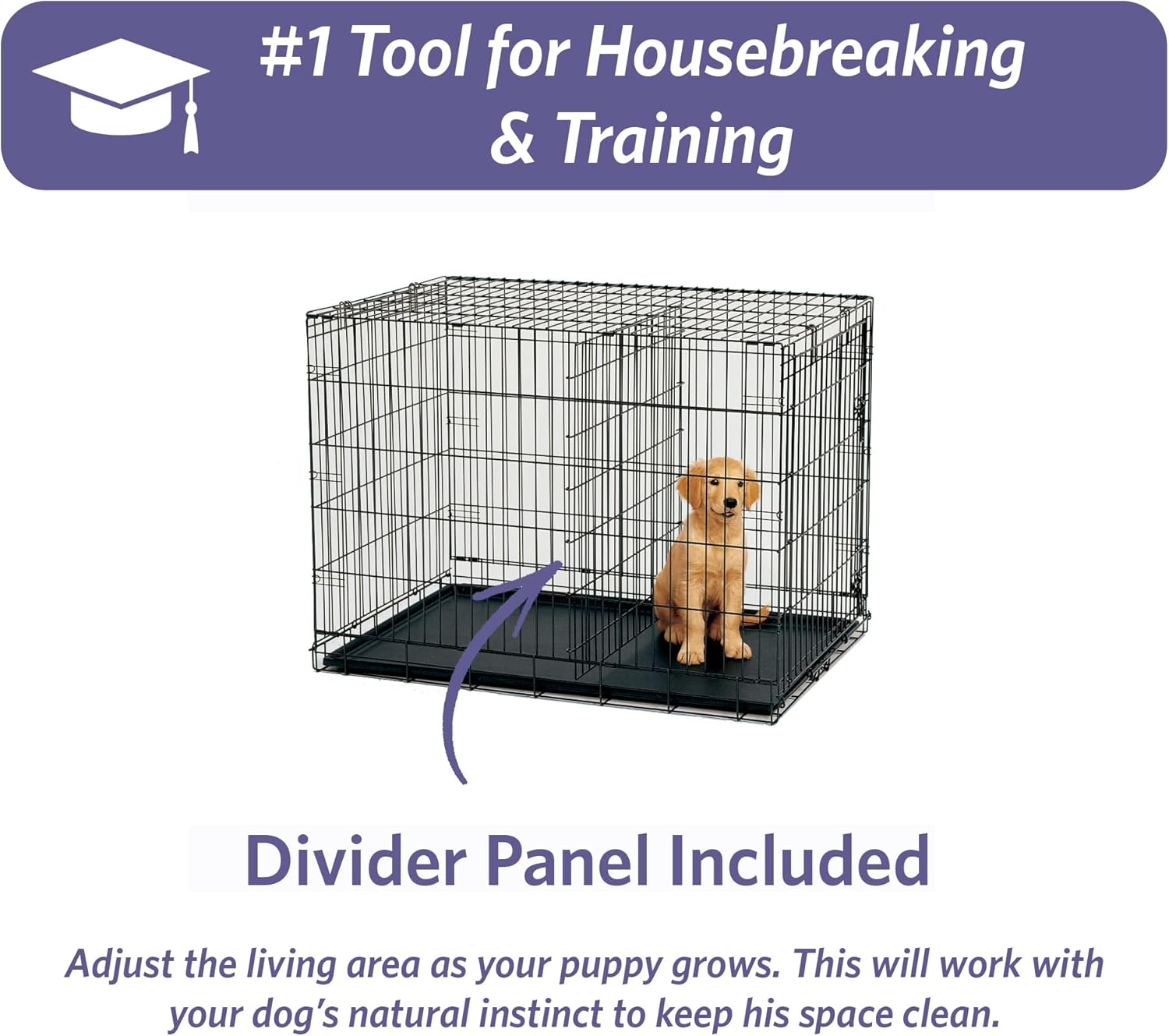 MidWest Homes Pets Newly Enhanced Door iCrate Long Dog Crate, Includes Leak-Proof Pan, Floor Protecting Feet, Divider Panel & New Patented Features