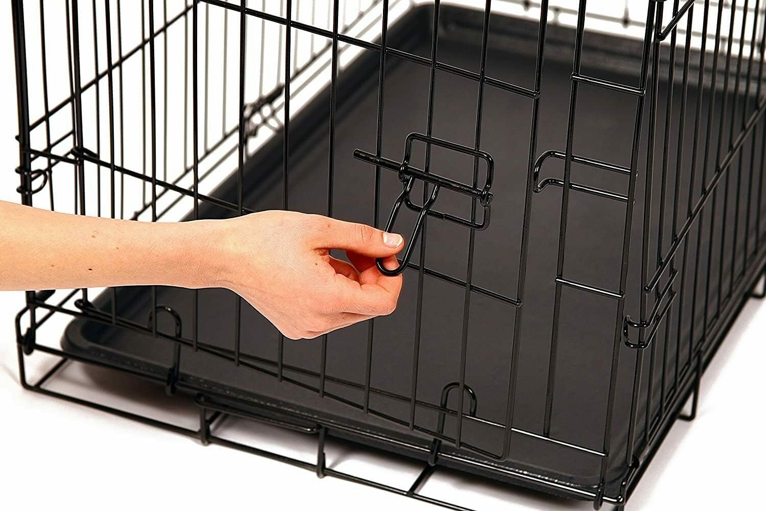 Cardys Dog Crate Puppy Pet Cage with Doors Easy Clean Removable Plastic Tray Folding Metal Easy Clean Portable Training Crate