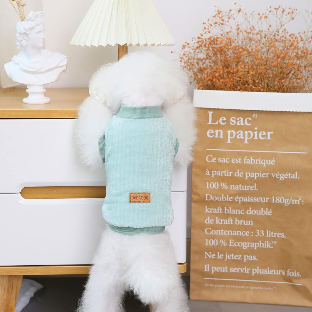 SMALLLEE_LUCKY_STORE Pet Ribbed Fleece Jumpers Pullover Sweatshirt for Small Dogs Cat,Puppy Yorkie Chihuahua Warm Sweater Winter Clothes