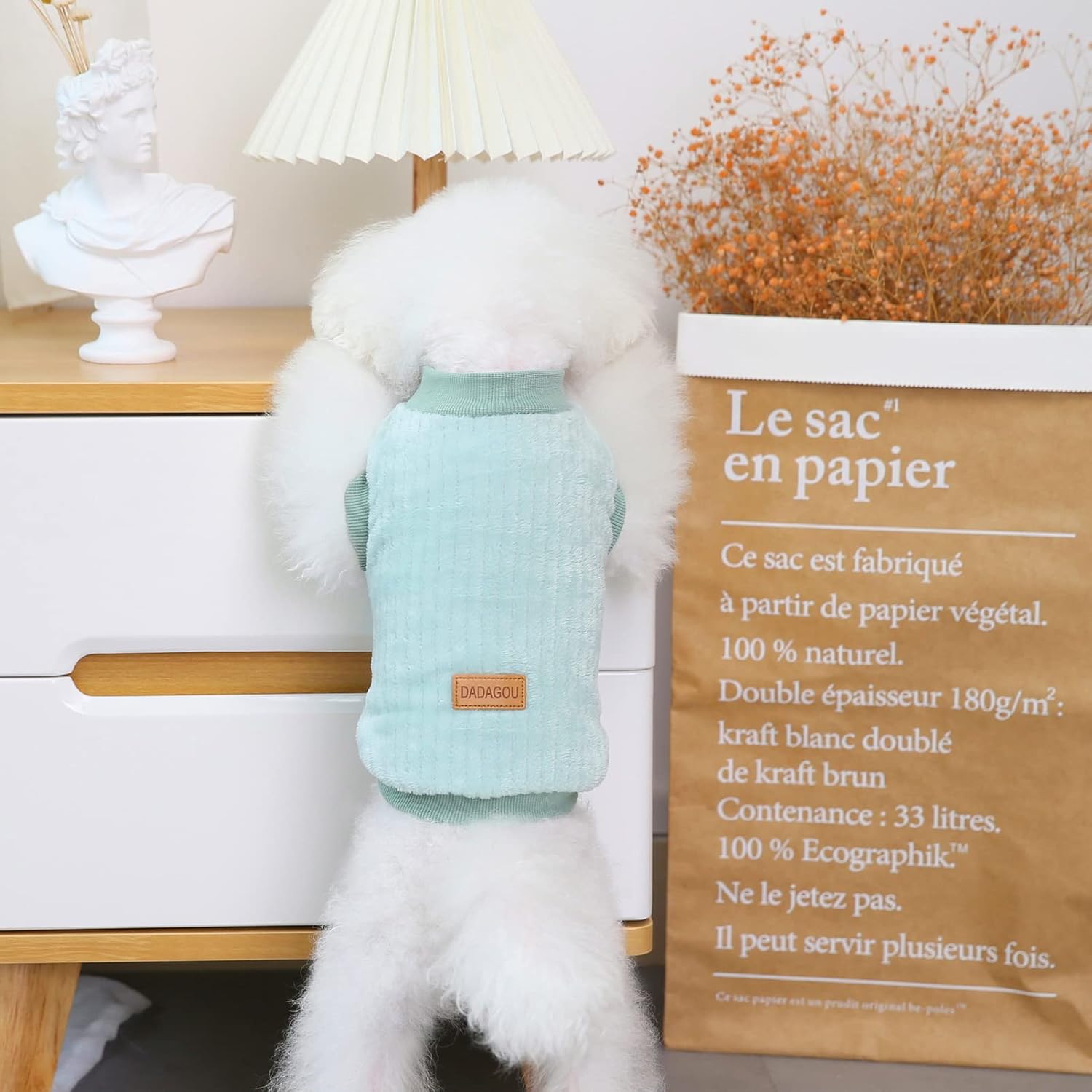 SMALLLEE_LUCKY_STORE Pet Ribbed Fleece Jumpers Pullover Sweatshirt for Small Dogs Cat,Puppy Yorkie Chihuahua Warm Sweater Winter Clothes