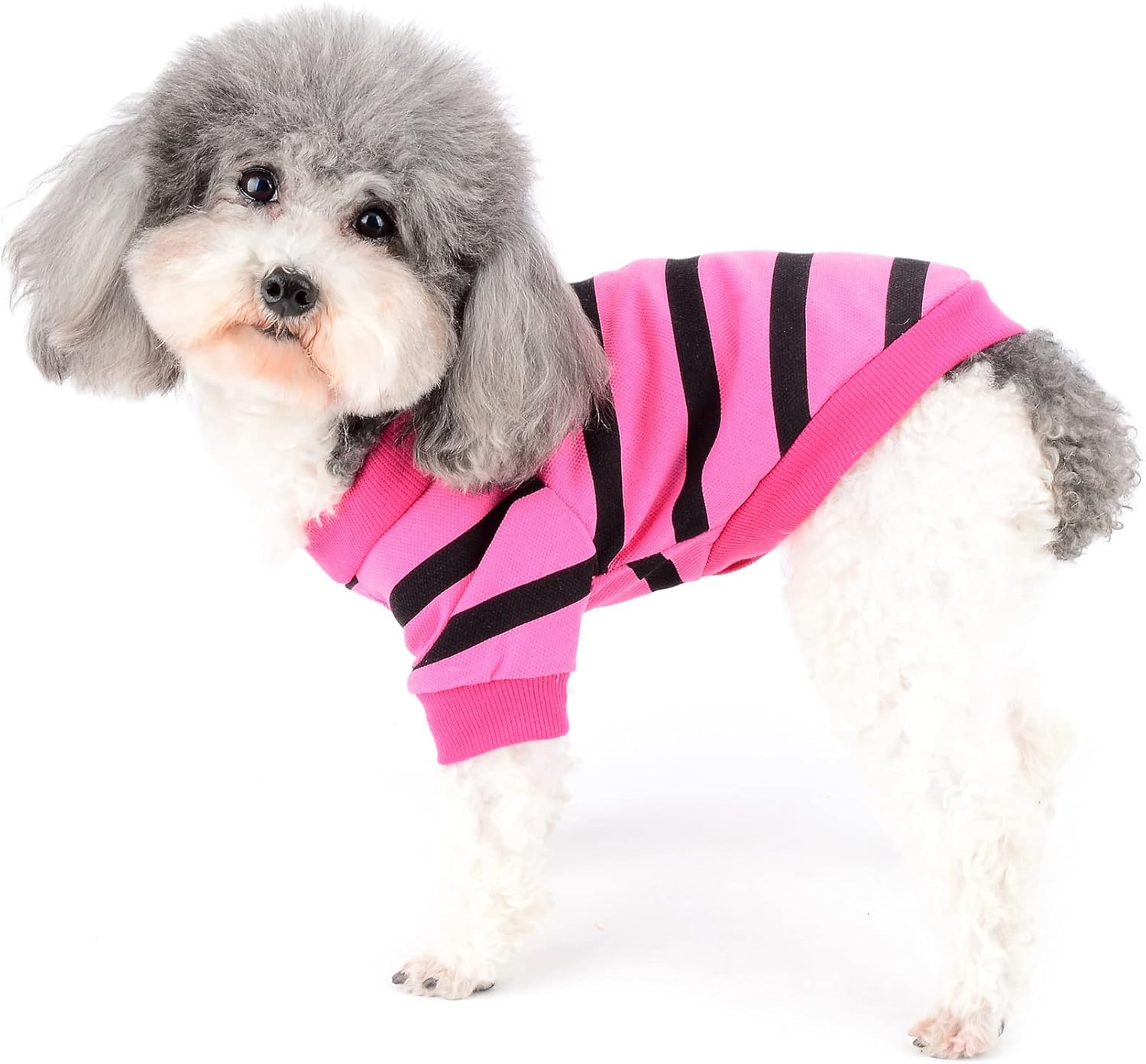 Zunea Dog Shirts for Small Dogs Summer Basic T-Shirt Striped Puppy Clothes Sequins Love Heart Sweatshirt Soft Cotton Short Sleeve Tee Shirt Pet Girl Boy Clothing Pullover Chihuahua Apparel Gray S