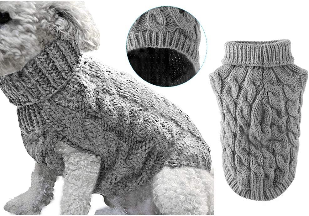Pet Dog Turtleneck Knitting Sweater Coat Winter Warmer Thickening Pullover Knitwear Crochet Coat Clothes for Small Medium Large Dog Puppy Cat (M, Pink)