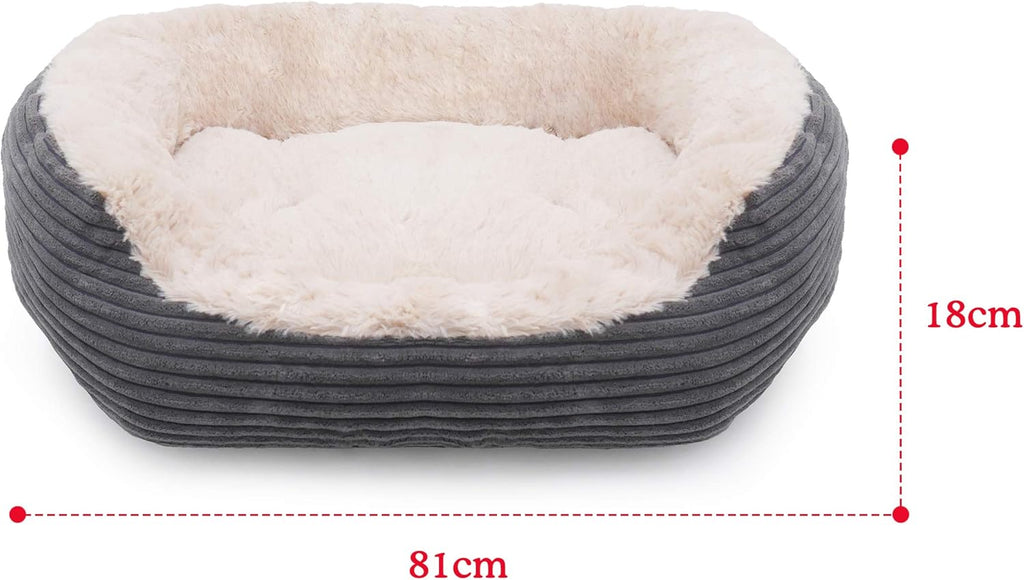 Rosewood Grey Jumbo Cord/Plush Oval Dog Bed, | ObaPet