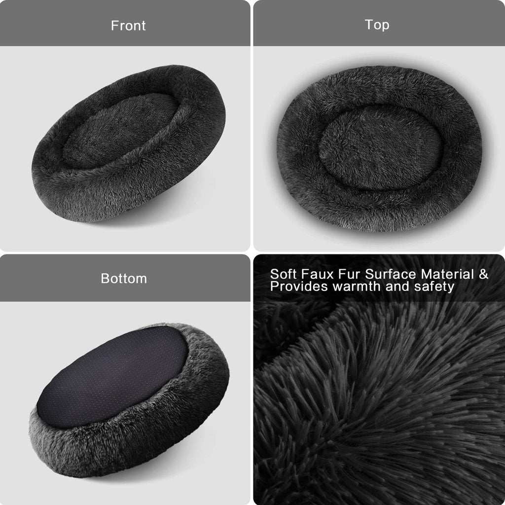 MFOX Calming Dog Bed Cat Bed Donut, Faux Fur | ObaPet