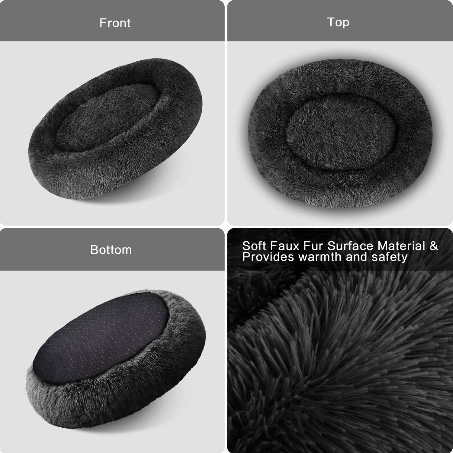 MFOX Calming Dog Bed Cat Bed Donut, Faux Fur | ObaPet
