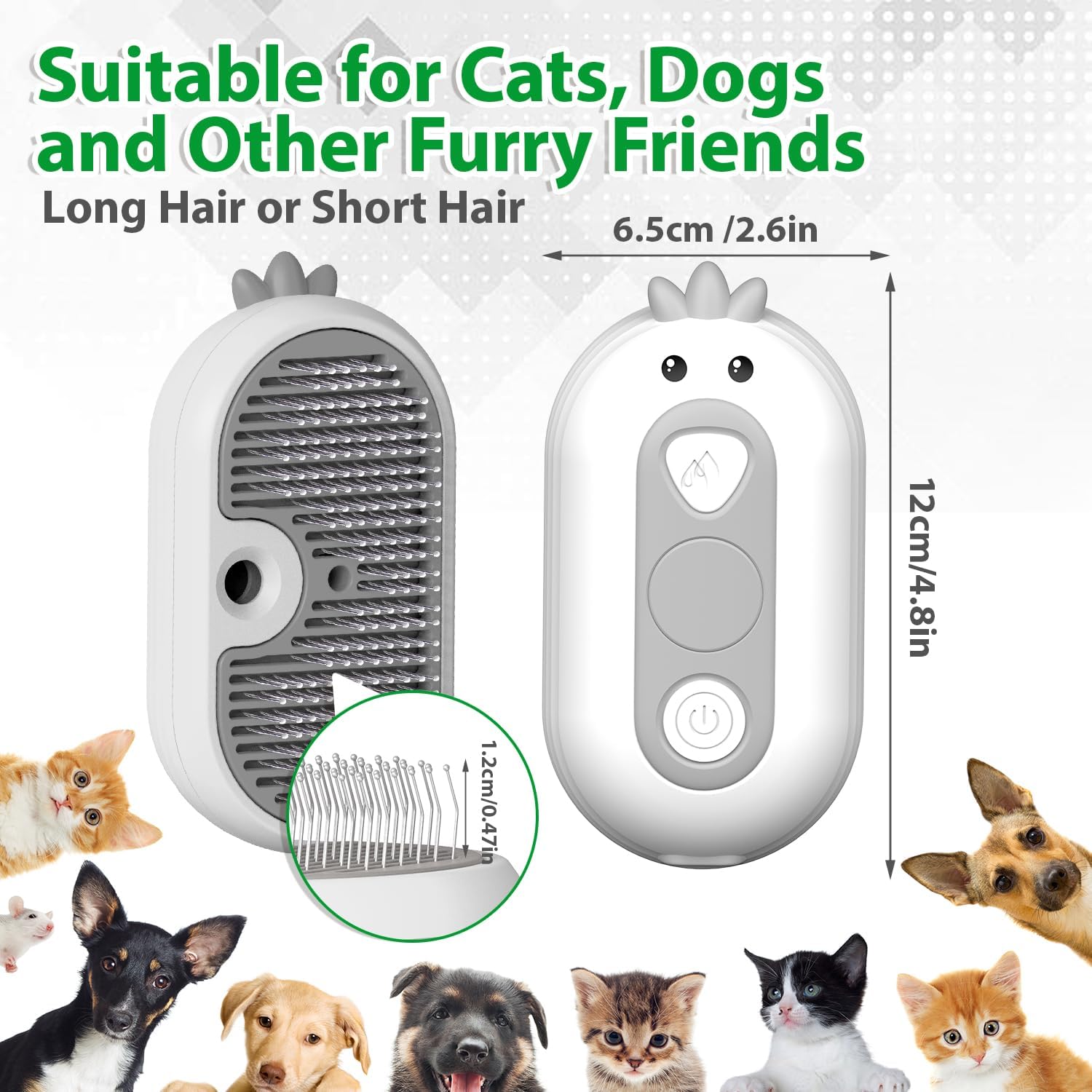 Cat Steam Brush with Release Button, | ObaPet