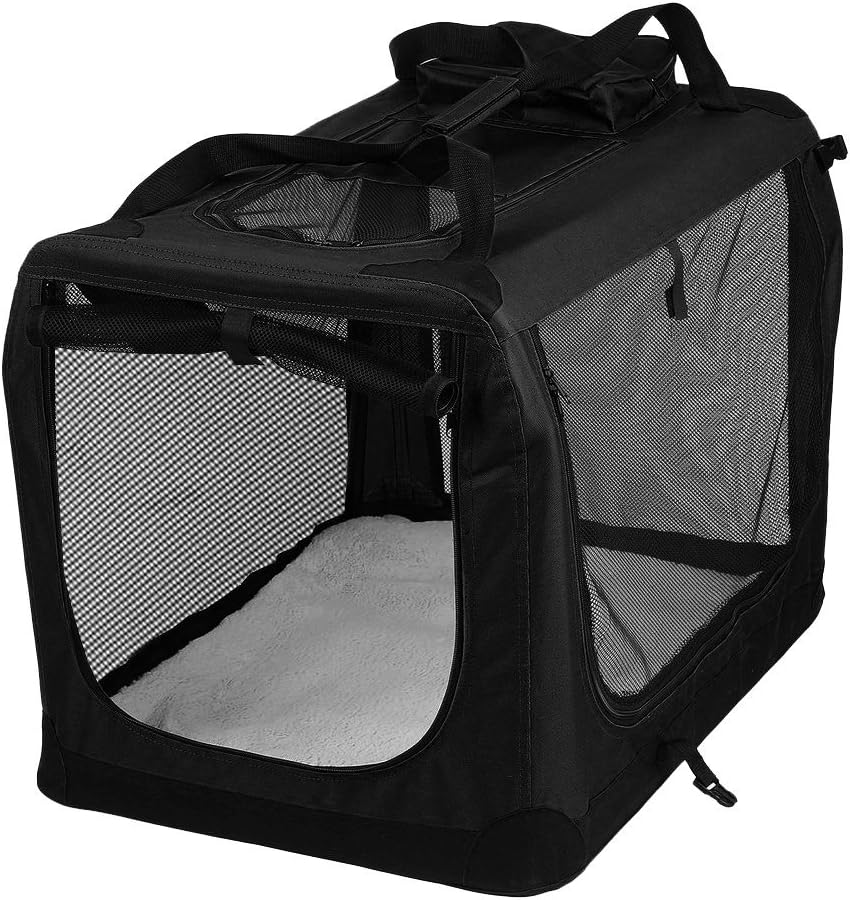 Petbarn Portable Soft Fabric Pet Carrier Folding Dog Cat Puppy Travel Transport Bag (Medium, Grey)