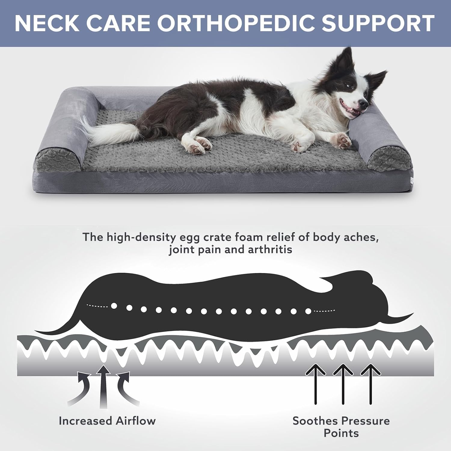 FURTIME Large Dog Bed(89 x 64cm), Orthopedic | ObaPet