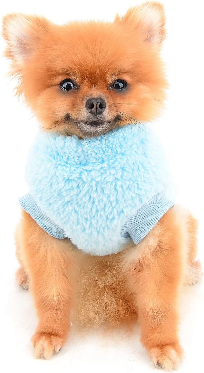 SMALLLEE_LUCKY_STORE Pet Sherpa Fleece Jumper Vest Sweaters Turtleneck Pullover with D-ring Soft Sweatshirt for Small Dogs Cat Puppy Boy Girl Yorkie Chihuahua Warm Fall Winter Clothes,Pink,S