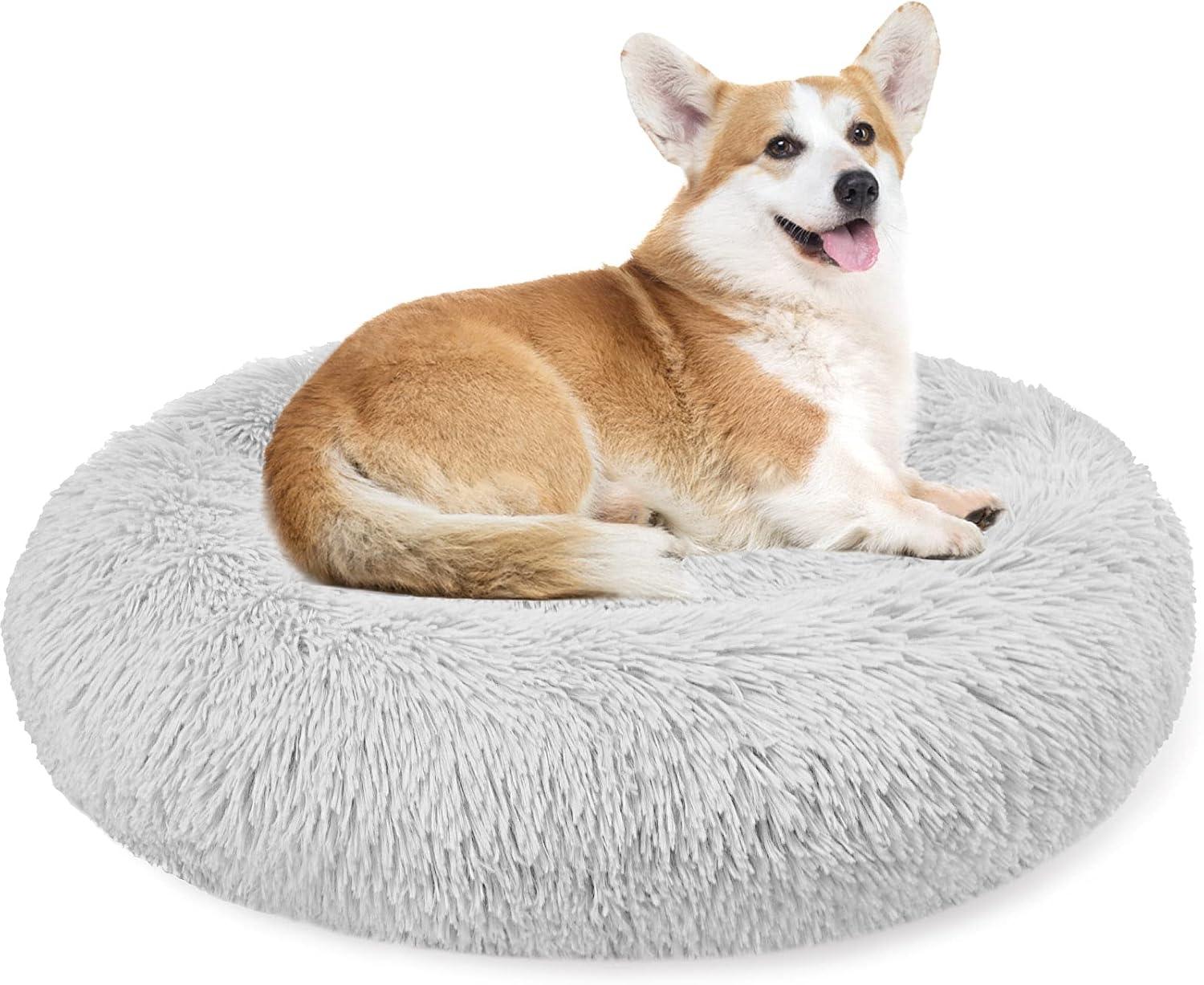 Enjamoy Plush Donut Dog Bed, Calming Round Dog | ObaPet
