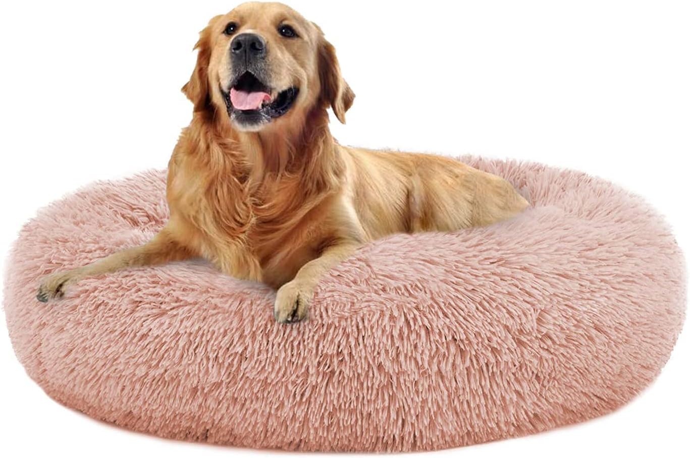 MFOX Calming Dog Bed Cat Bed Donut, Faux Fur | ObaPet