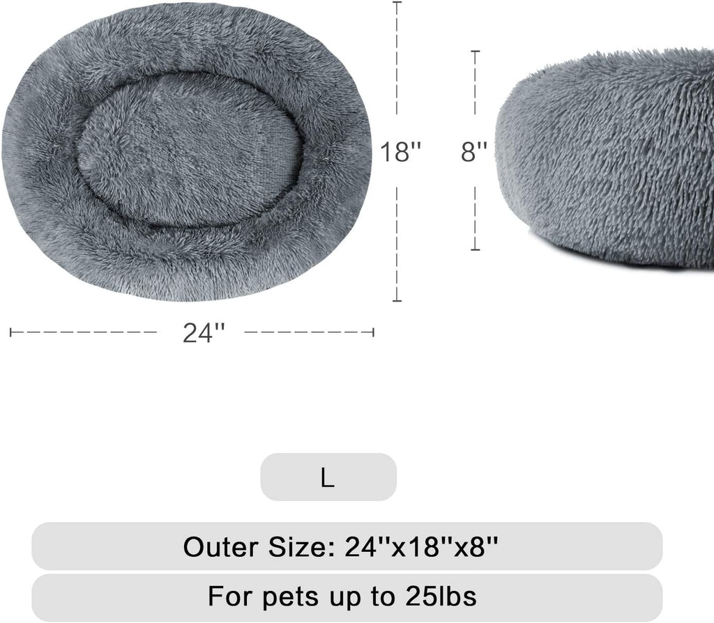 MFOX Calming Dog Bed Cat Bed Donut, Faux Fur | ObaPet