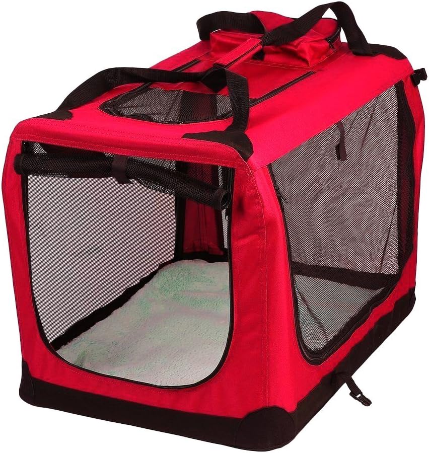 Petbarn Portable Soft Fabric Pet Carrier Folding Dog Cat Puppy Travel Transport Bag (Medium, Grey)