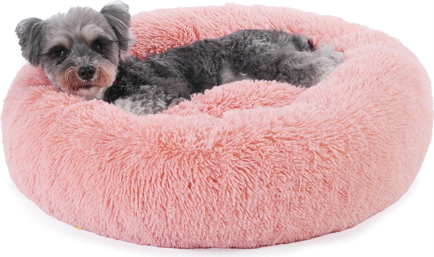 Enjamoy Plush Donut Dog Bed, Calming Round Dog | ObaPet