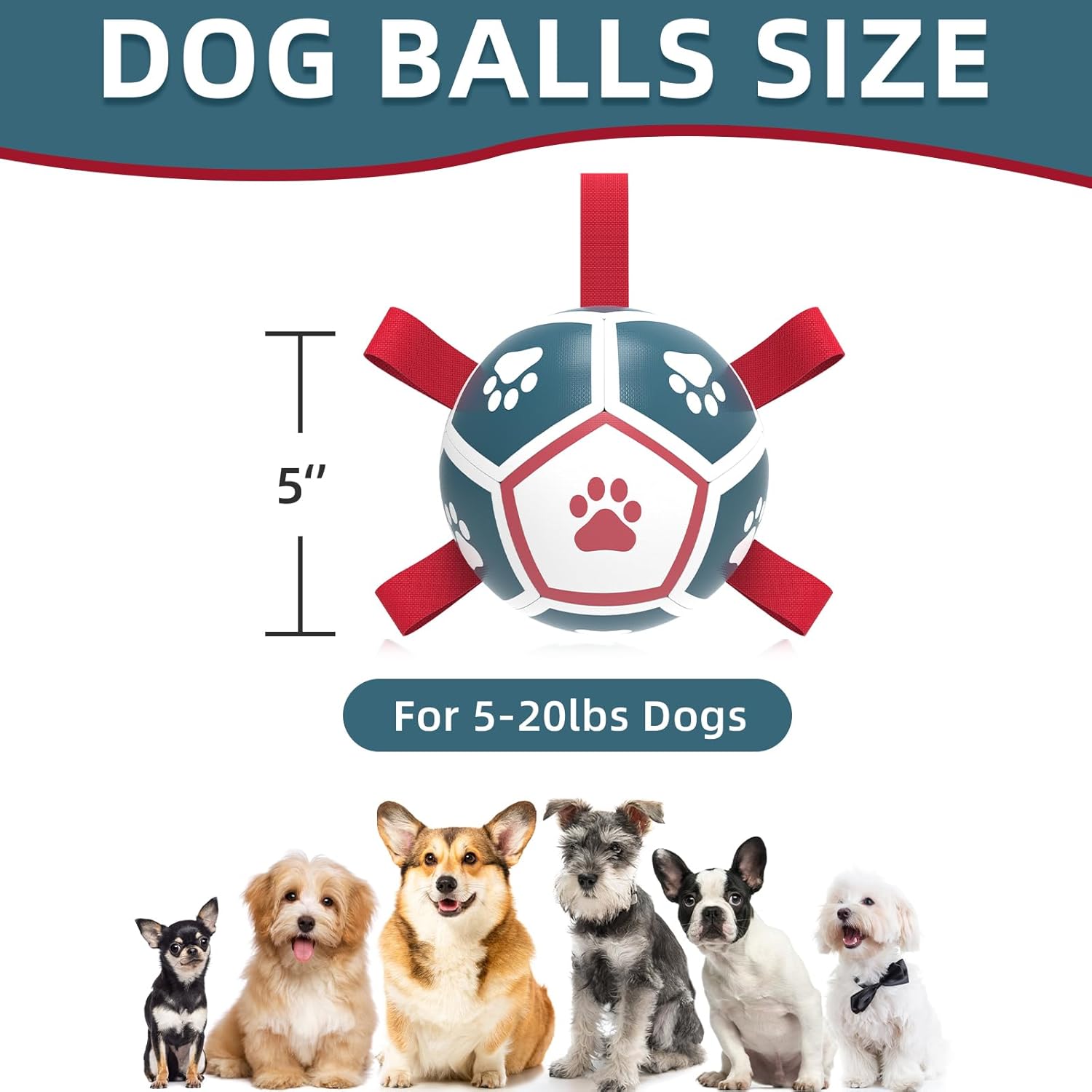 HETOO Interactive Dog Football Toys with Grab Tabs, Durable Dog Water Balls for Small Medium Breed, Indoor & Outdoor