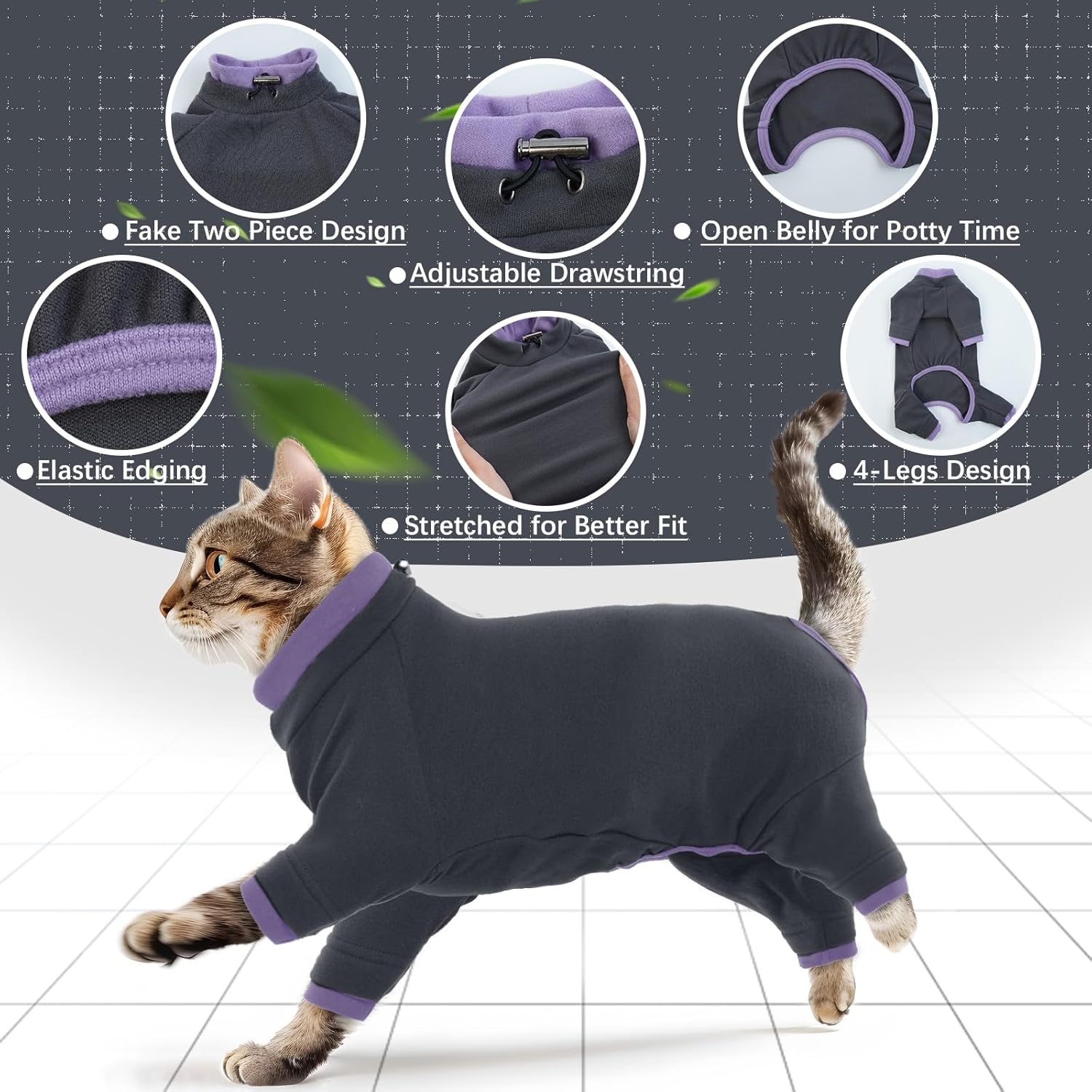 Cat Hair Sticky Onesie, Cat Soft Pajama Cat | ObaPet
