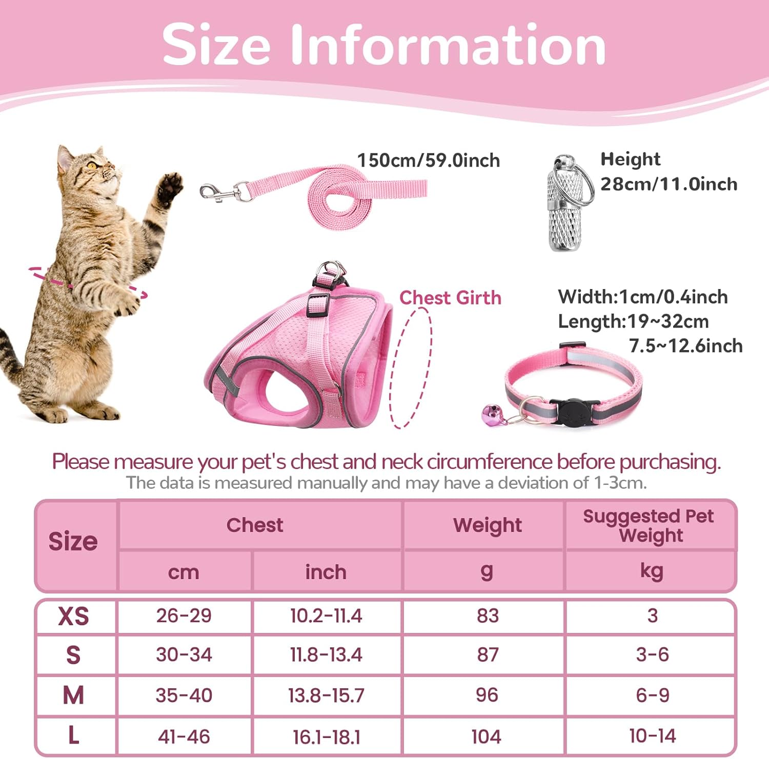 Cat Harness and Lead Set,Adjustable Reflective | ObaPet