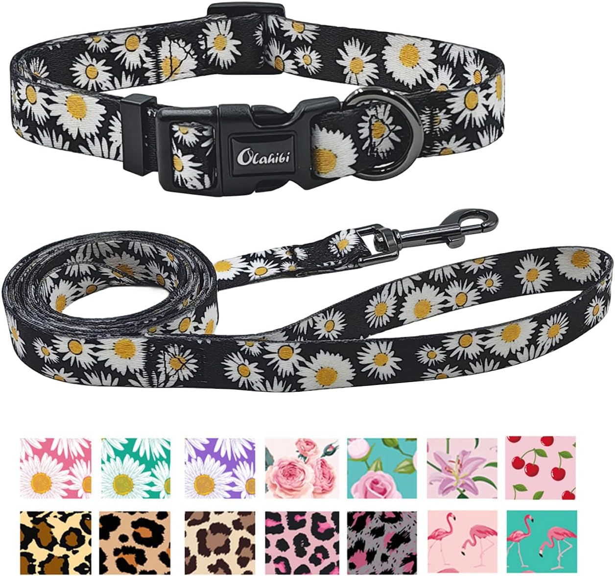 Olahibi Daisy Pattern Dog Collar and Leash | ObaPet