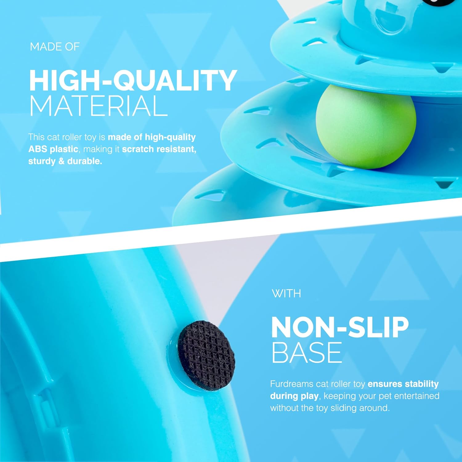 FurDreams Cat Roller Ball Toy Interactive - 3 Tier Tower Fun Cat Ball Track Toy, 3 Level Pet Teaser Toy for Interactive Play, Kitten Fun Puzzle Toy for Exercise & Stimulation