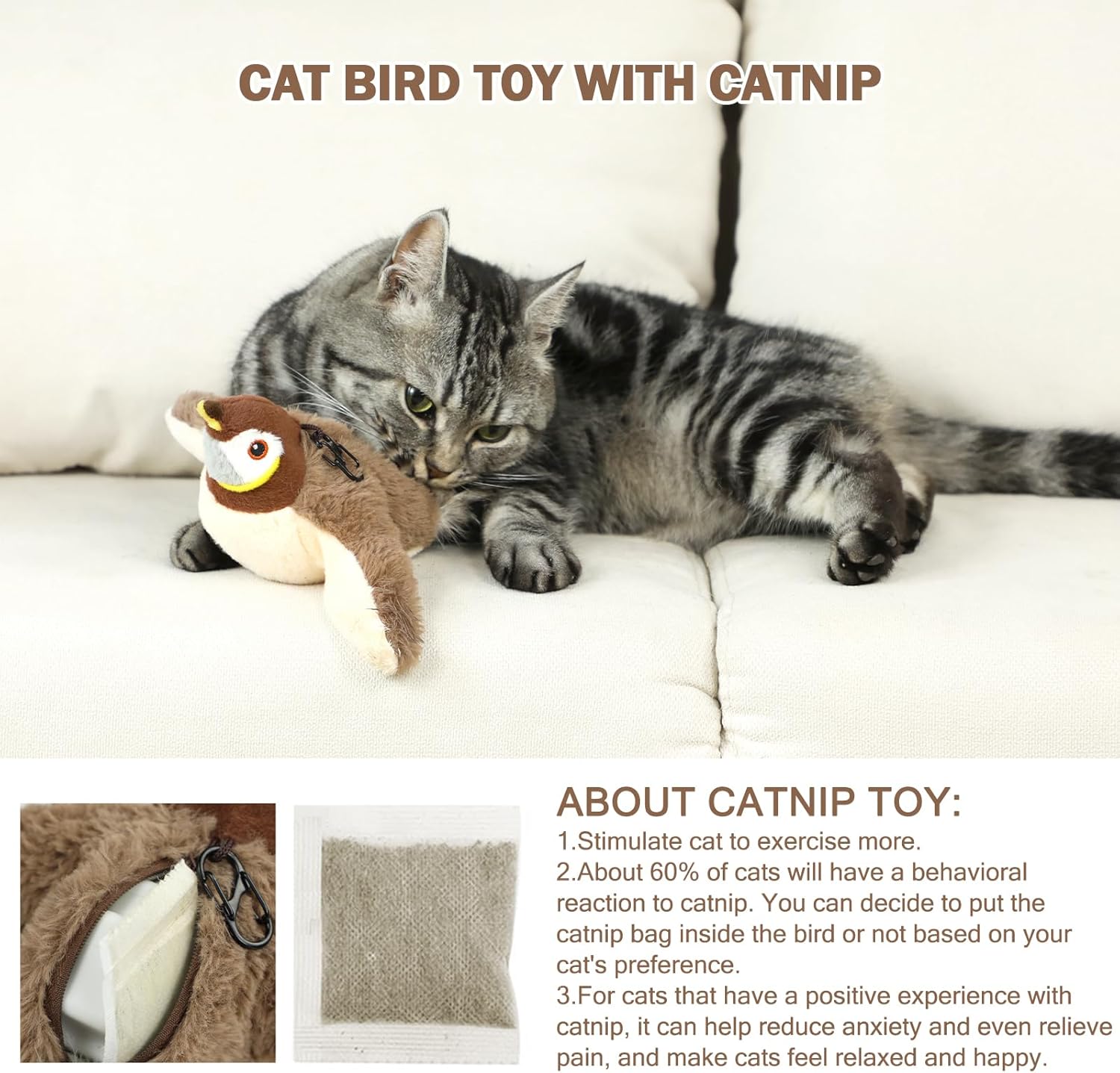 Nepfaivy Cat Toys Flapping Bird | ObaPet