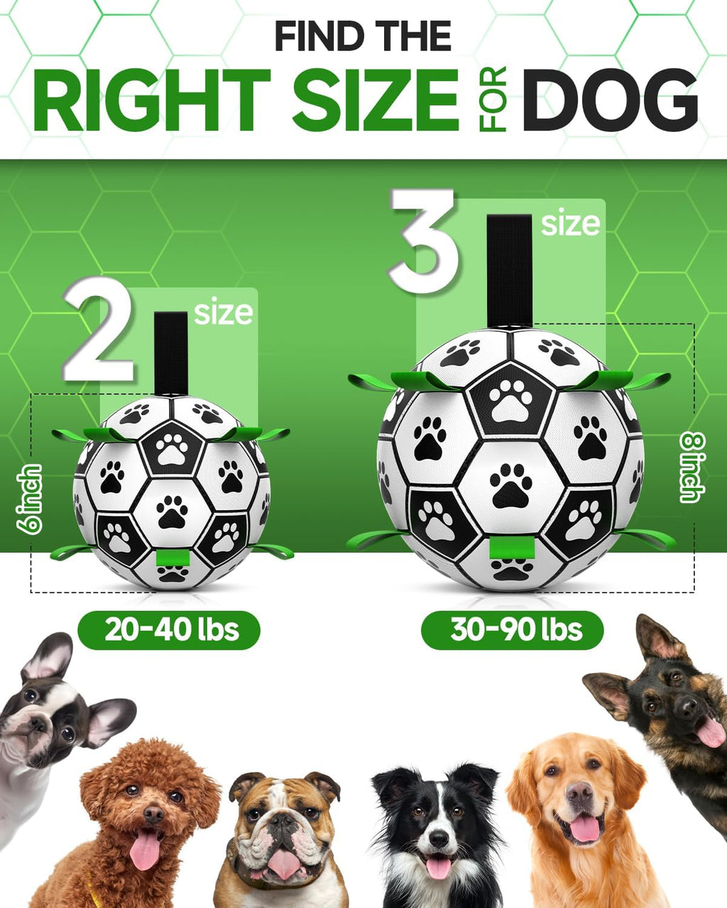 HETOO Interactive Dog Football Toys with Grab Tabs, Durable Dog Water Balls for Small Medium Breed, Indoor & Outdoor