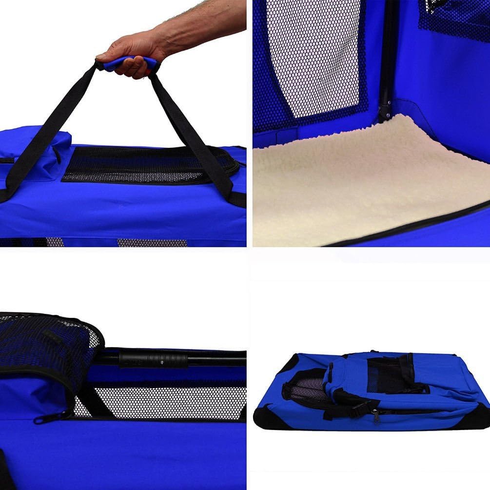 Petbarn Portable Soft Fabric Pet Carrier Folding Dog Cat Puppy Travel Transport Bag (Medium, Grey)