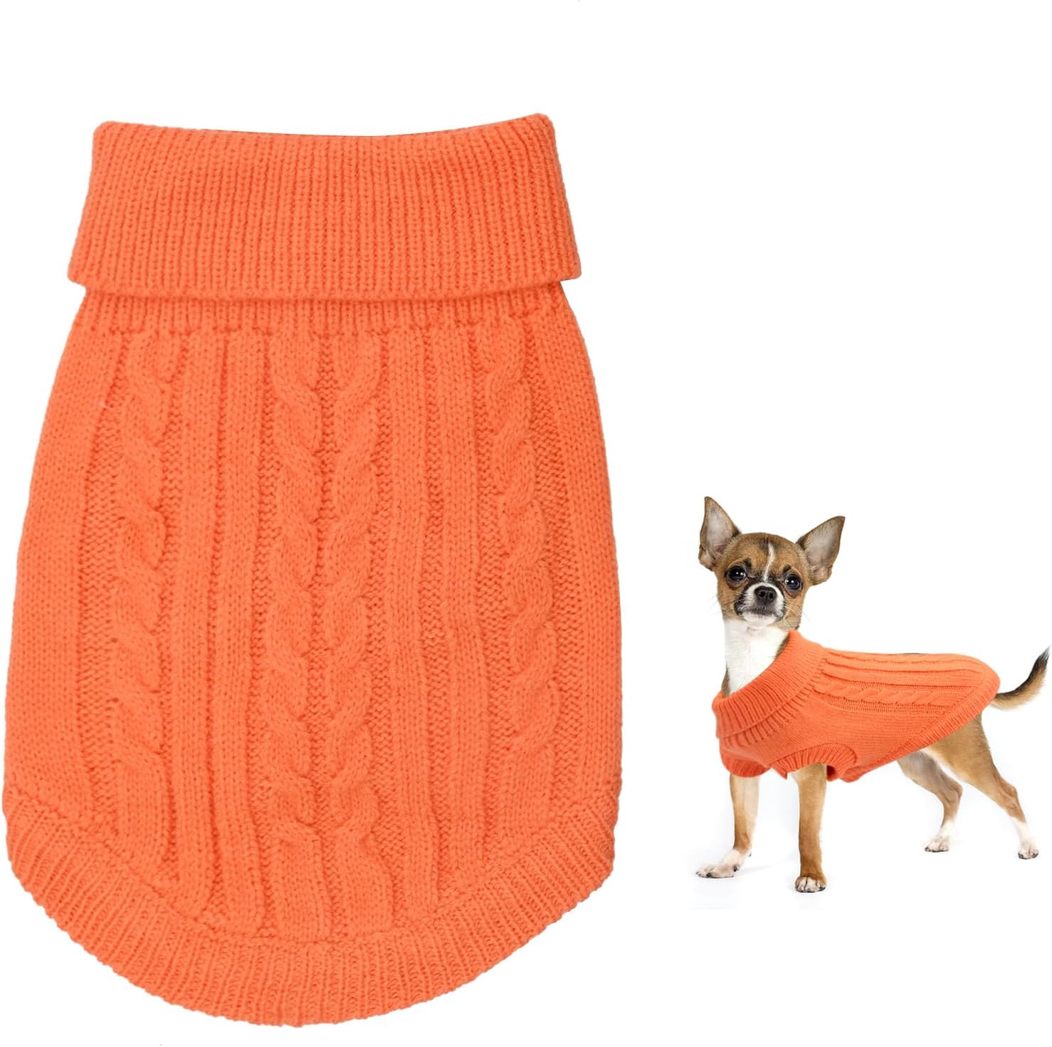 Small Dog Jumper, Warm Puppy Sweater for Small Dogs Winter Knitted Dog Pullover Soft Turtleneck Dog Clothes Vest for Pet Autumn, Winter Outfit for Welsh Corgi, Yorkshire Terrier, Chihuahua (XS, Blue)