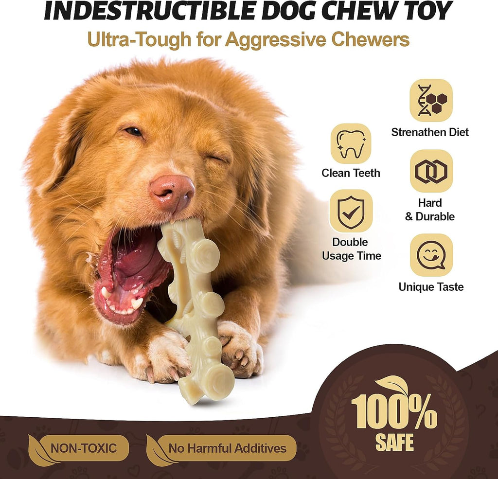 GASAPET Dog Chew Toys for Aggressive Chewers,2 Indestructible Dog Toys for Medium and Large Breed,Real Bacon Flavored Best Dog Toys to Keep Them Busy, Dog Bones for Teeth Cleaning and Training