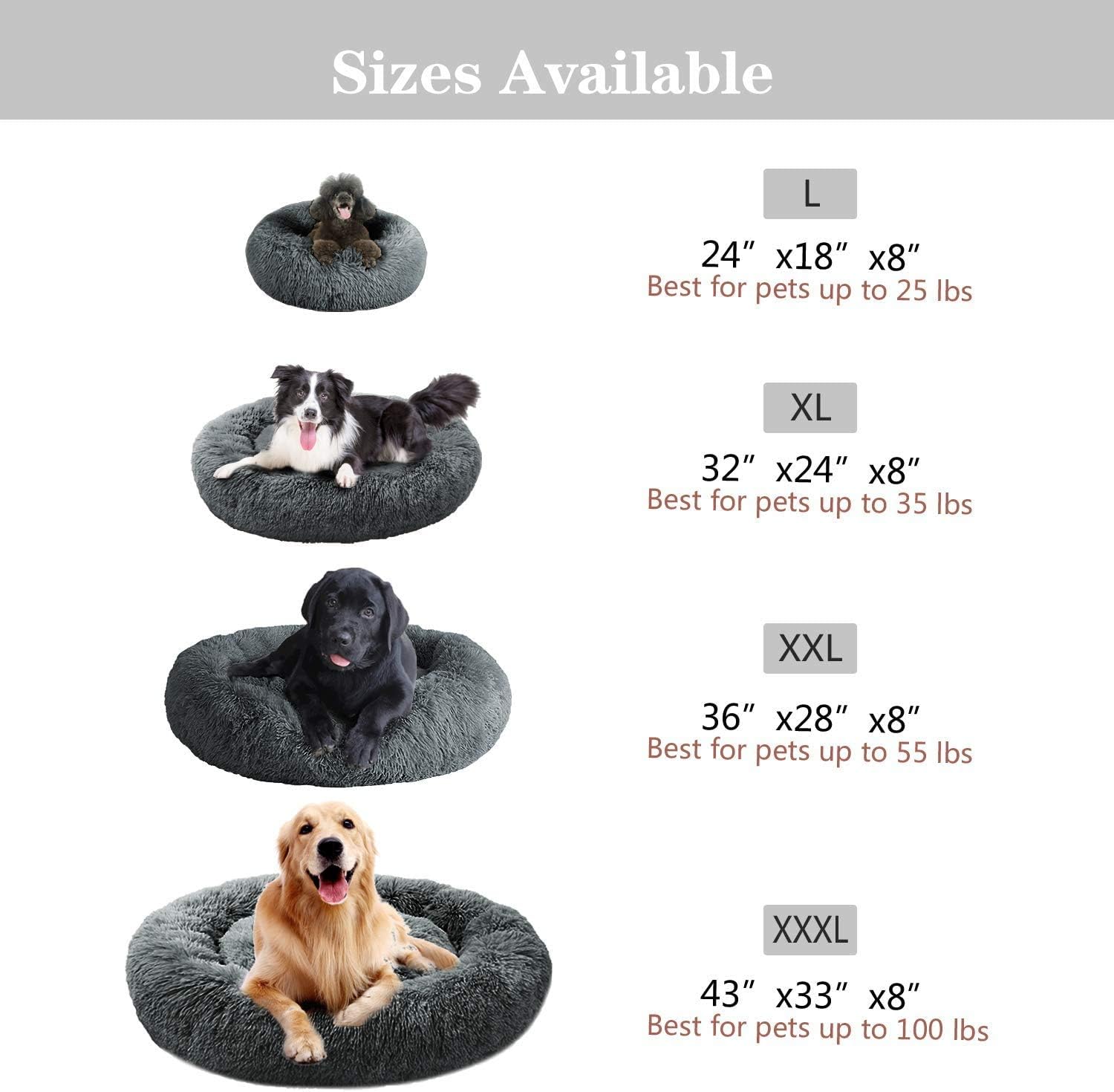 MFOX Calming Dog Bed Cat Bed Donut, Faux Fur | ObaPet