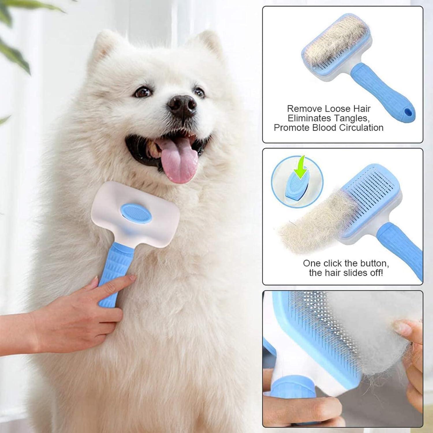 Dog Brush Cat Brush Grooming Comb,Self Cleaning | ObaPet