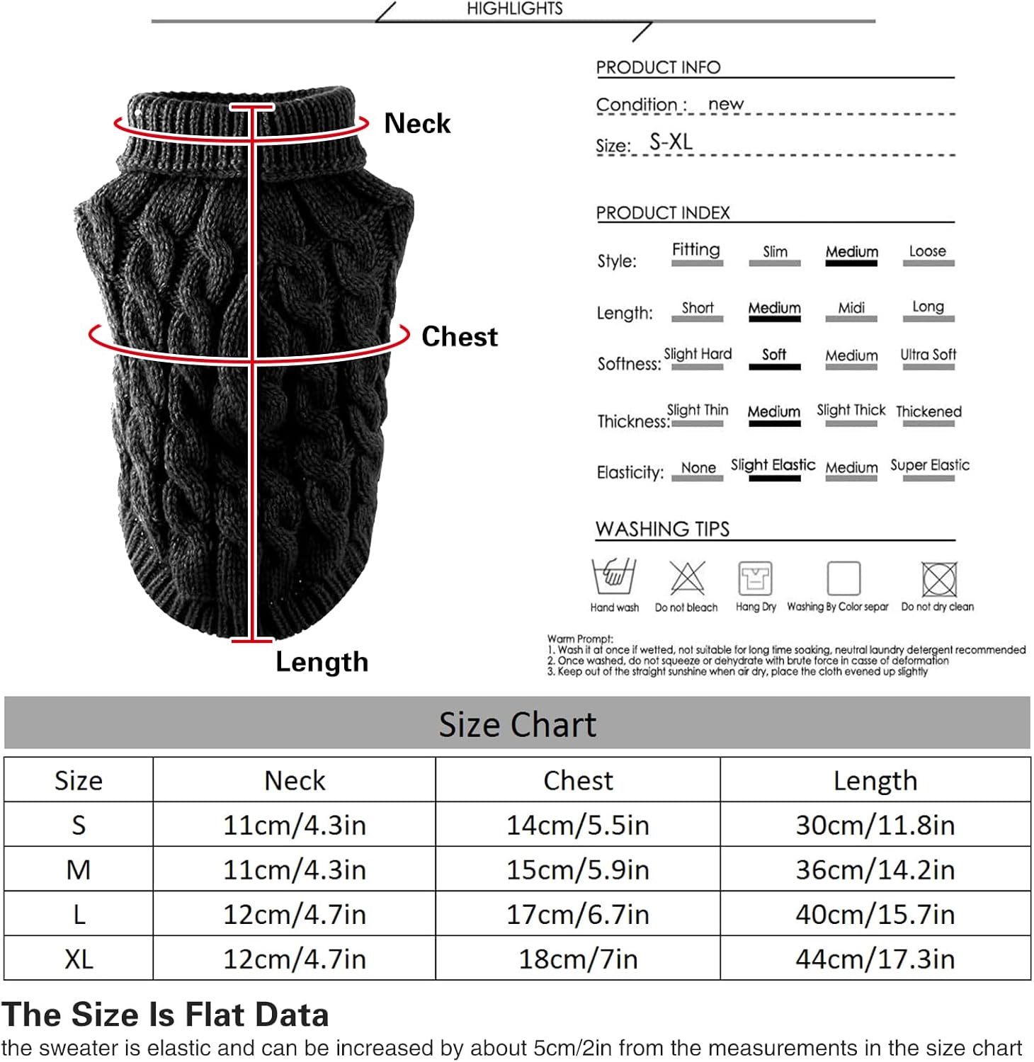 Pet Dog Turtleneck Knitting Sweater Coat Winter Warmer Thickening Pullover Knitwear Crochet Coat Clothes for Small Medium Large Dog Puppy Cat (M, Pink)