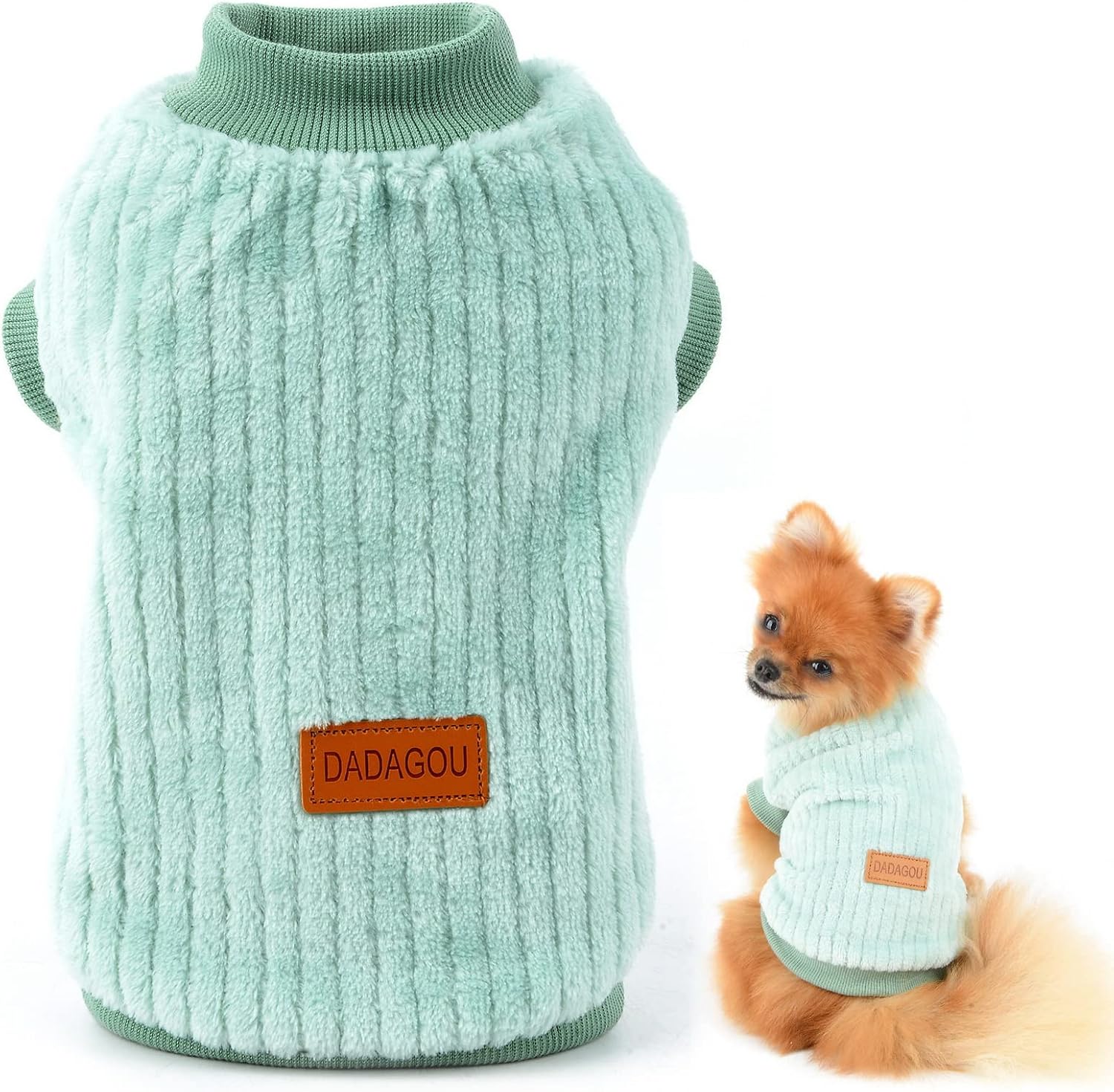 SMALLLEE_LUCKY_STORE Pet Ribbed Fleece Jumpers Pullover Sweatshirt for Small Dogs Cat,Puppy Yorkie Chihuahua Warm Sweater Winter Clothes