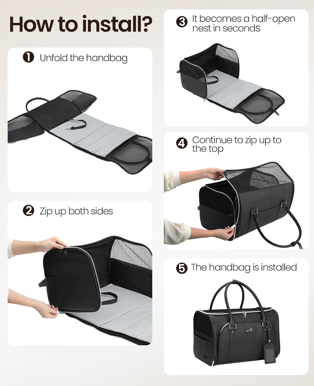 pecute® Cat Carrier, Elegant PU Material Cat | ObaPet