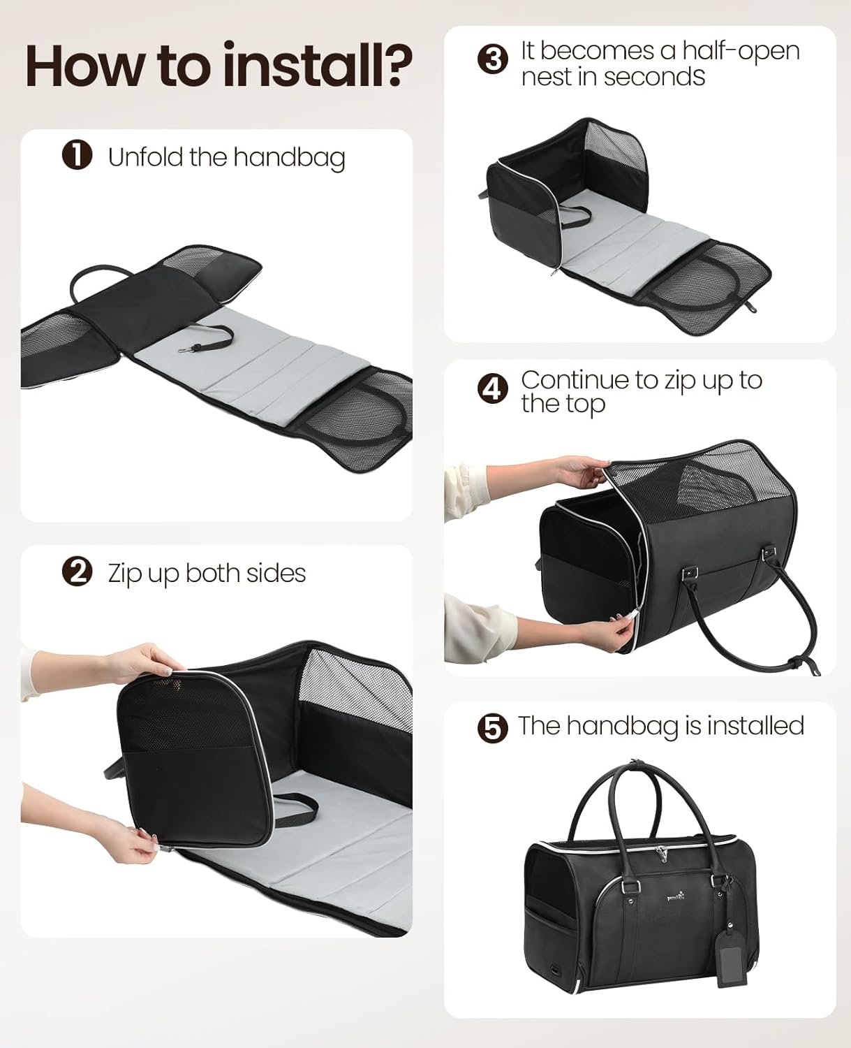 pecute® Cat Carrier, Elegant PU Material Cat | ObaPet