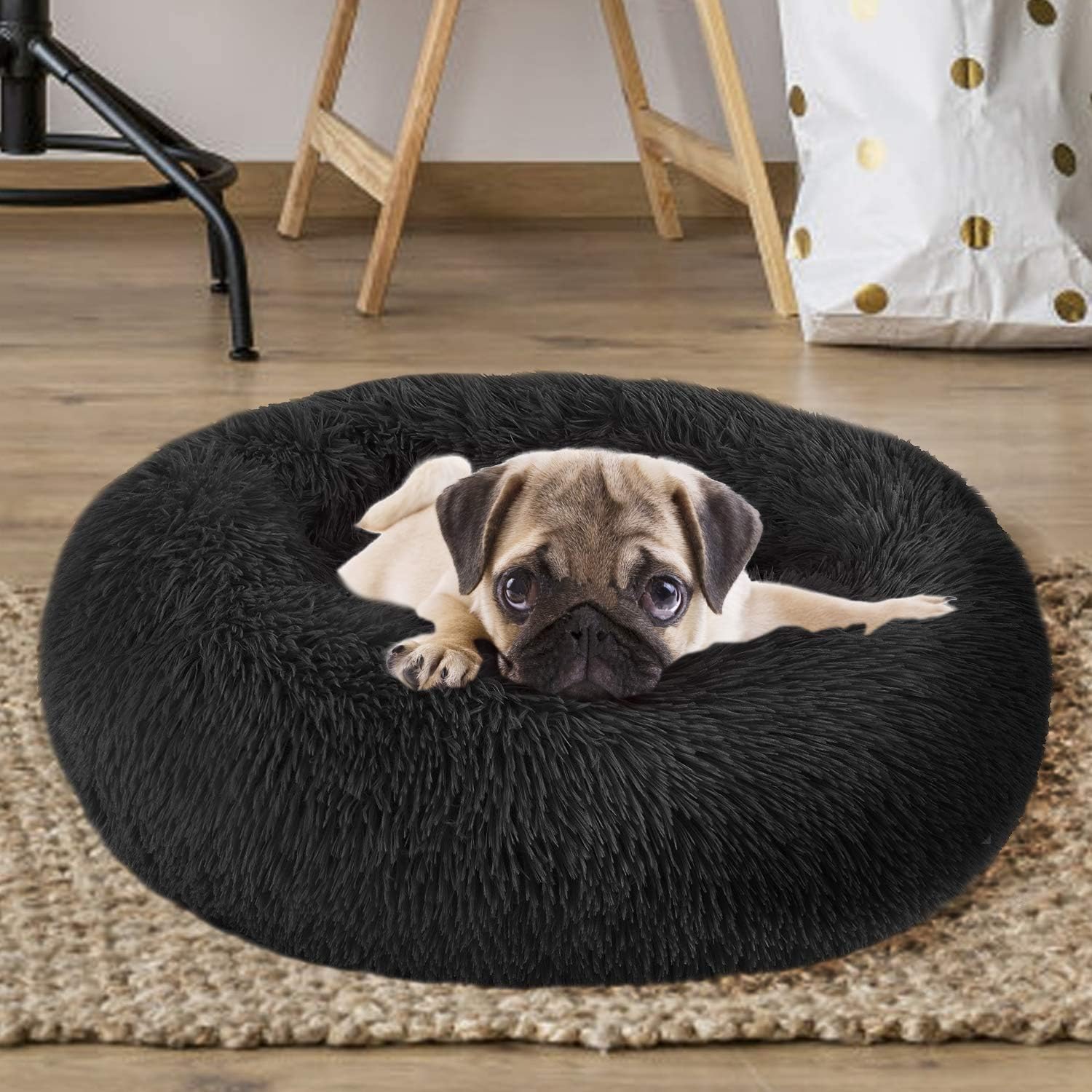 MFOX Calming Dog Bed Cat Bed Donut, Faux Fur | ObaPet