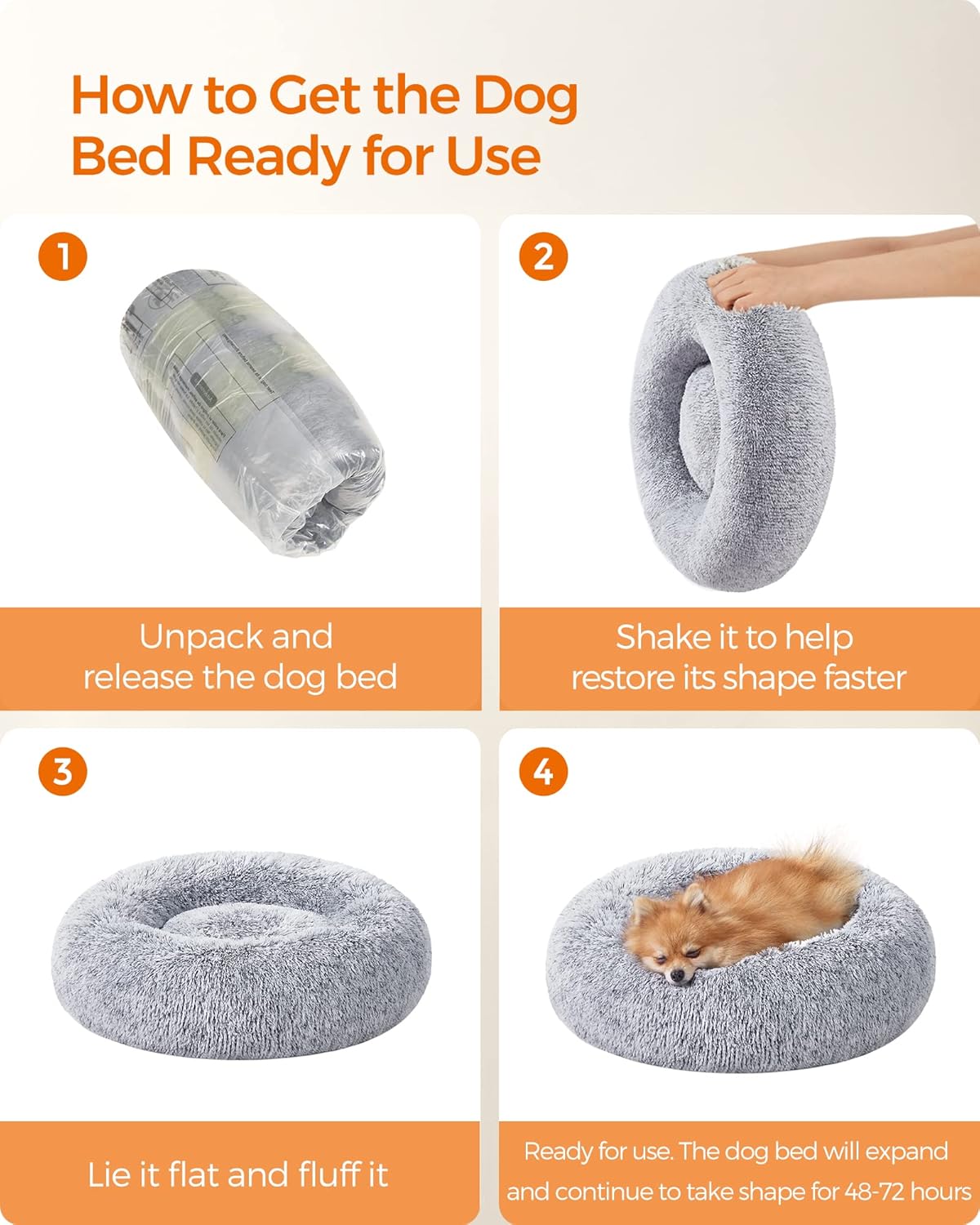 Feandrea Dog Bed, Donut Cat Bed, Fluffy Calming | ObaPet