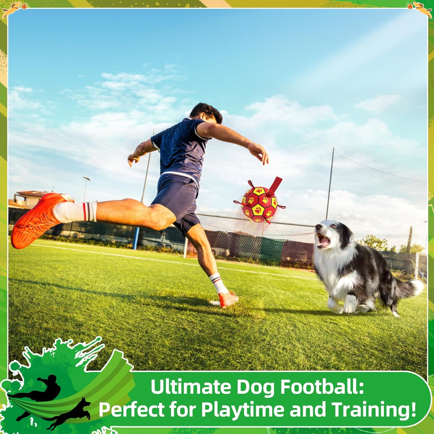 HETOO Interactive Dog Football Toys with Grab Tabs, Durable Dog Water Balls for Small Medium Breed, Indoor & Outdoor