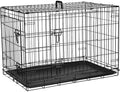 Cardys Dog Crate Puppy Pet Cage with Doors Easy Clean Removable Plastic Tray Folding Metal Easy Clean Portable Training Crate