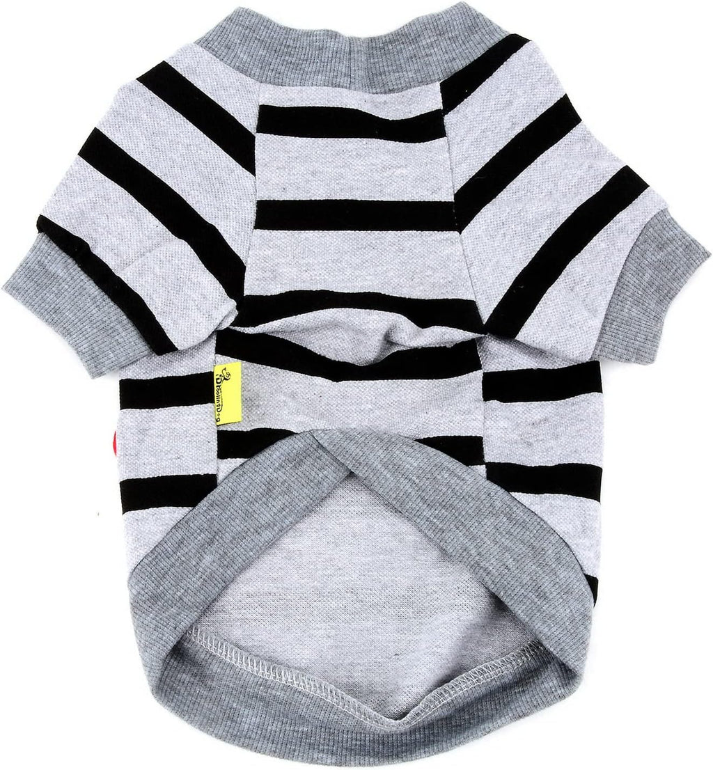 Zunea Dog Shirts for Small Dogs Summer Basic T-Shirt Striped Puppy Clothes Sequins Love Heart Sweatshirt Soft Cotton Short Sleeve Tee Shirt Pet Girl Boy Clothing Pullover Chihuahua Apparel Gray S