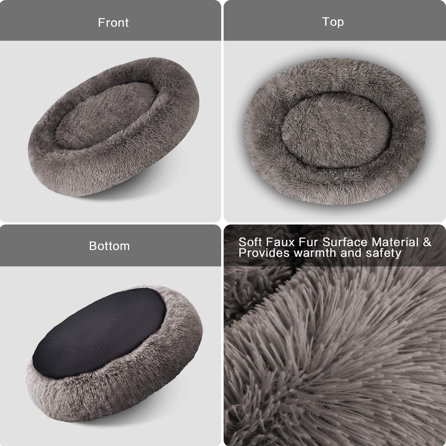 MFOX Calming Dog Bed Cat Bed Donut, Faux Fur | ObaPet