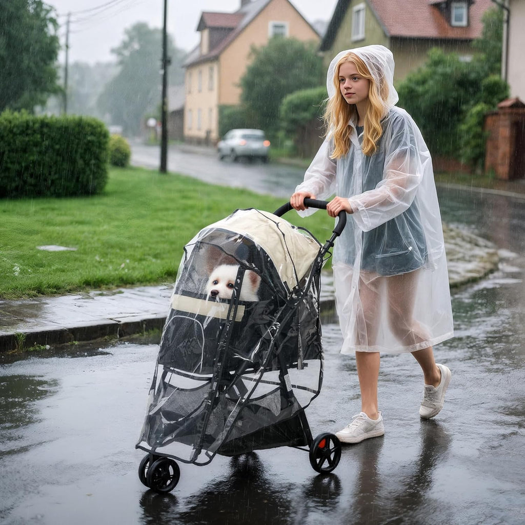 PawHut Dog Pram with Rain Cover Pet Stroller, Foldable Dog Pushchair for Small and Miniature Dogs, Cats