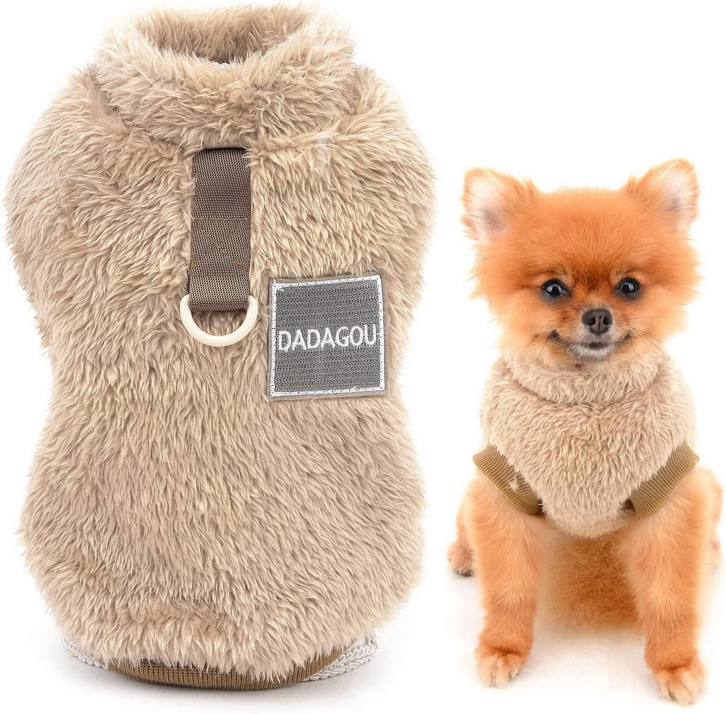 SMALLLEE_LUCKY_STORE Pet Sherpa Fleece Jumper Vest Sweaters Turtleneck Pullover with D-ring Soft Sweatshirt for Small Dogs Cat Puppy Boy Girl Yorkie Chihuahua Warm Fall Winter Clothes,Pink,S